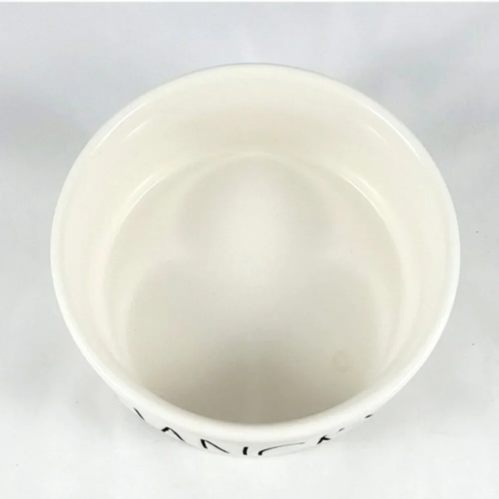 Rae Dunn White Dog Bowl Large Letters HANGRY Artisan Collection Ceramic